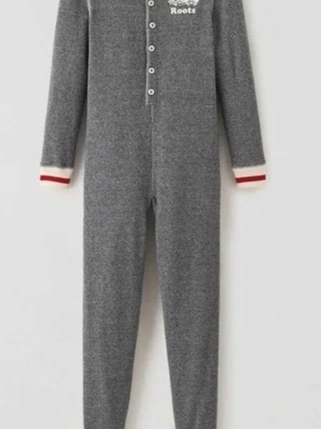 Roots Kids Cabin Unisex Gray One-Piece Thermal Pajamas